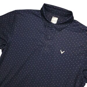 Callaway Polo Shirt Mens Large Blue Opti-Dri Geometric‎ Golf Stretch Performance